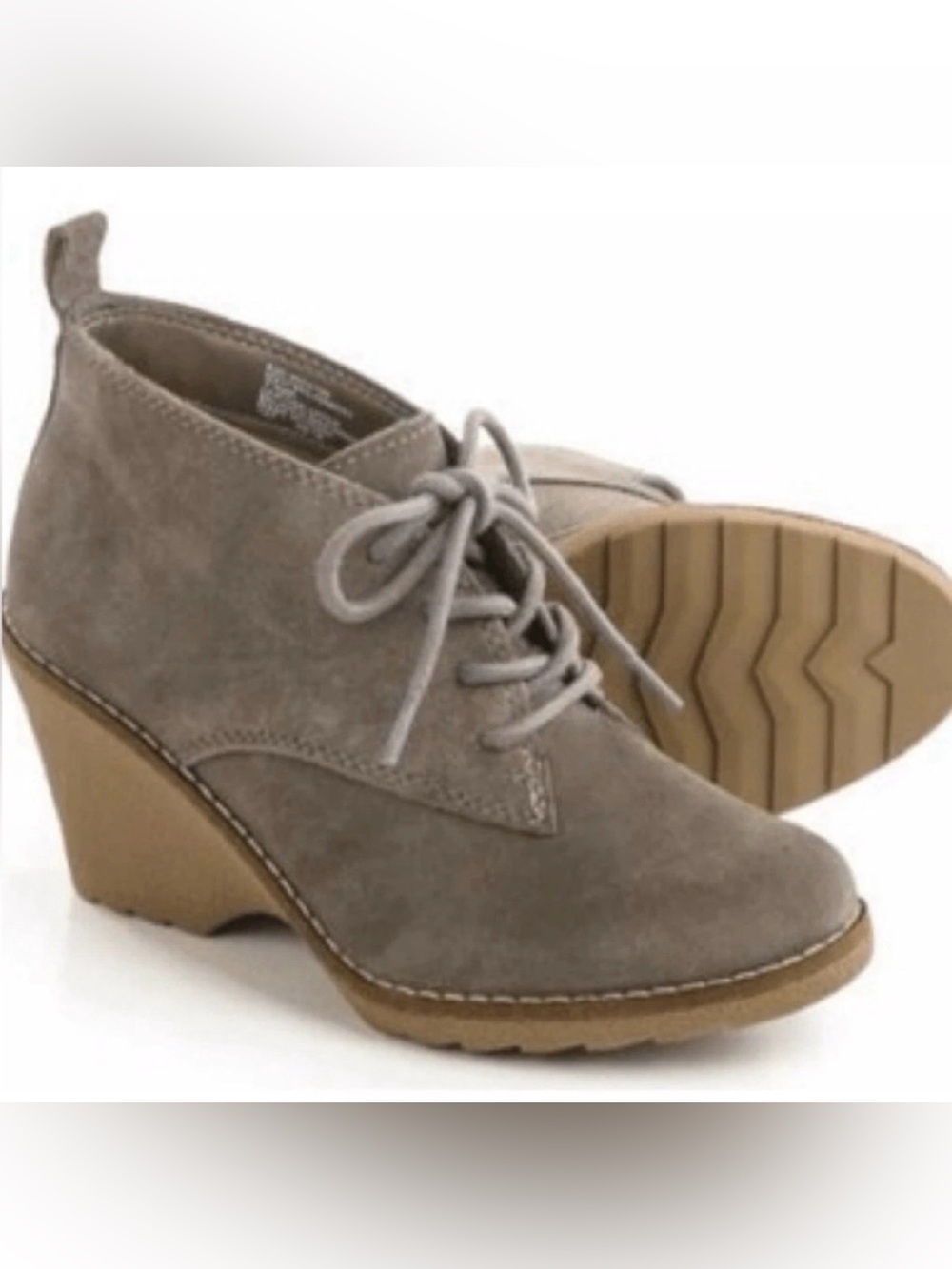 Gray Suede Lace-Up Ankle Boots - White Mountain Wedge Desert Boots